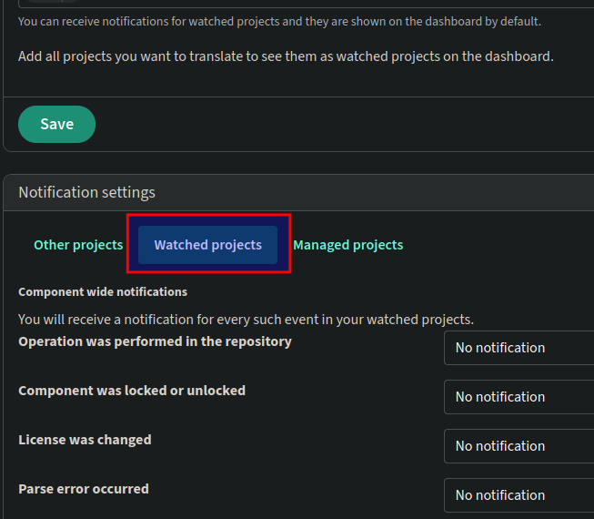 Email notification settings