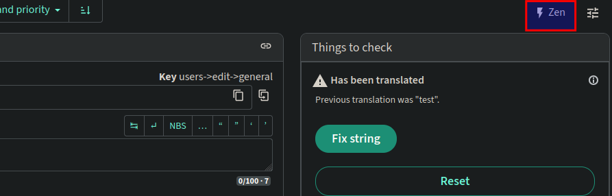 Zen Mode Button